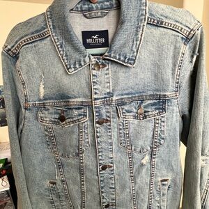 Hollister Blue Denim Jacket with Brown Label